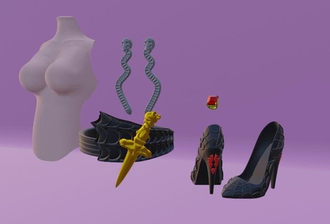 monstre haute Elvira réplique accessoires ensemble poupée jouet art Douane 3d print model - Mito3D