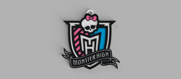 monster high logo keychain - pendant earring 3d print model - Mito3D