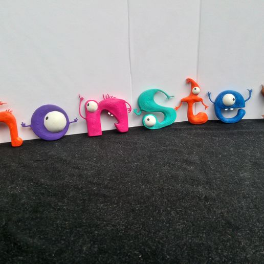 monstre lettres complete alphabet 26 personnages lettre enfant 3D print model - Mito3D