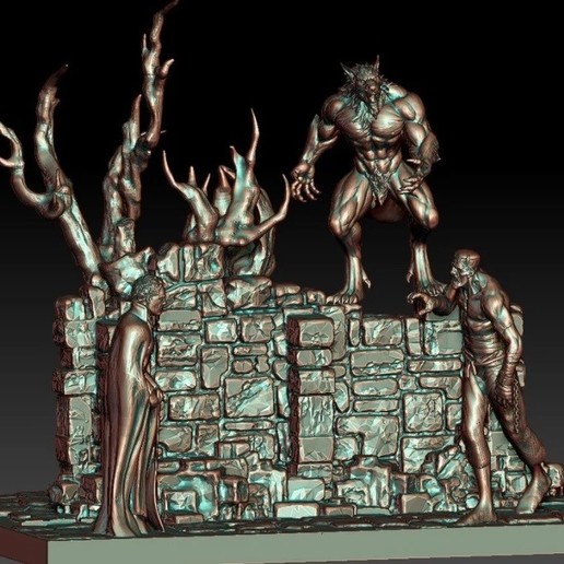 monster mash diorama dracula frankenstein horror wolf 3D print model - Mito3D
