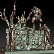 mostro miscuglio diorama dracula Frankenstein orrore lupo 3d print model - Mito3D