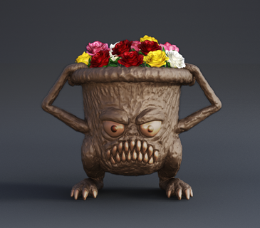 monster pot flower plantersxcults plant flowerpot vase planter roses 3d print model - Mito3D