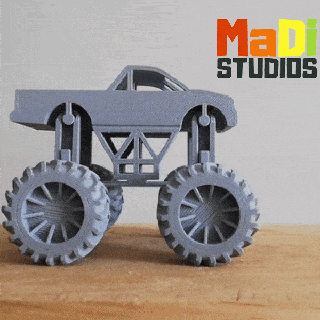 monstruo camión monter coche vehiculo Zali madistudios giflo juguete divertido rueda 3d print model - Mito3D