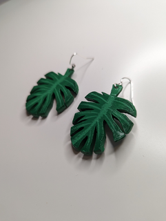 monstera earrings plants fashion jewelry leaf earth plant 3d print model - Mito3D
