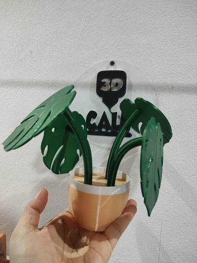 monstera pianta inviare bicchiere casa posavaso casa 3d print model - Mito3D