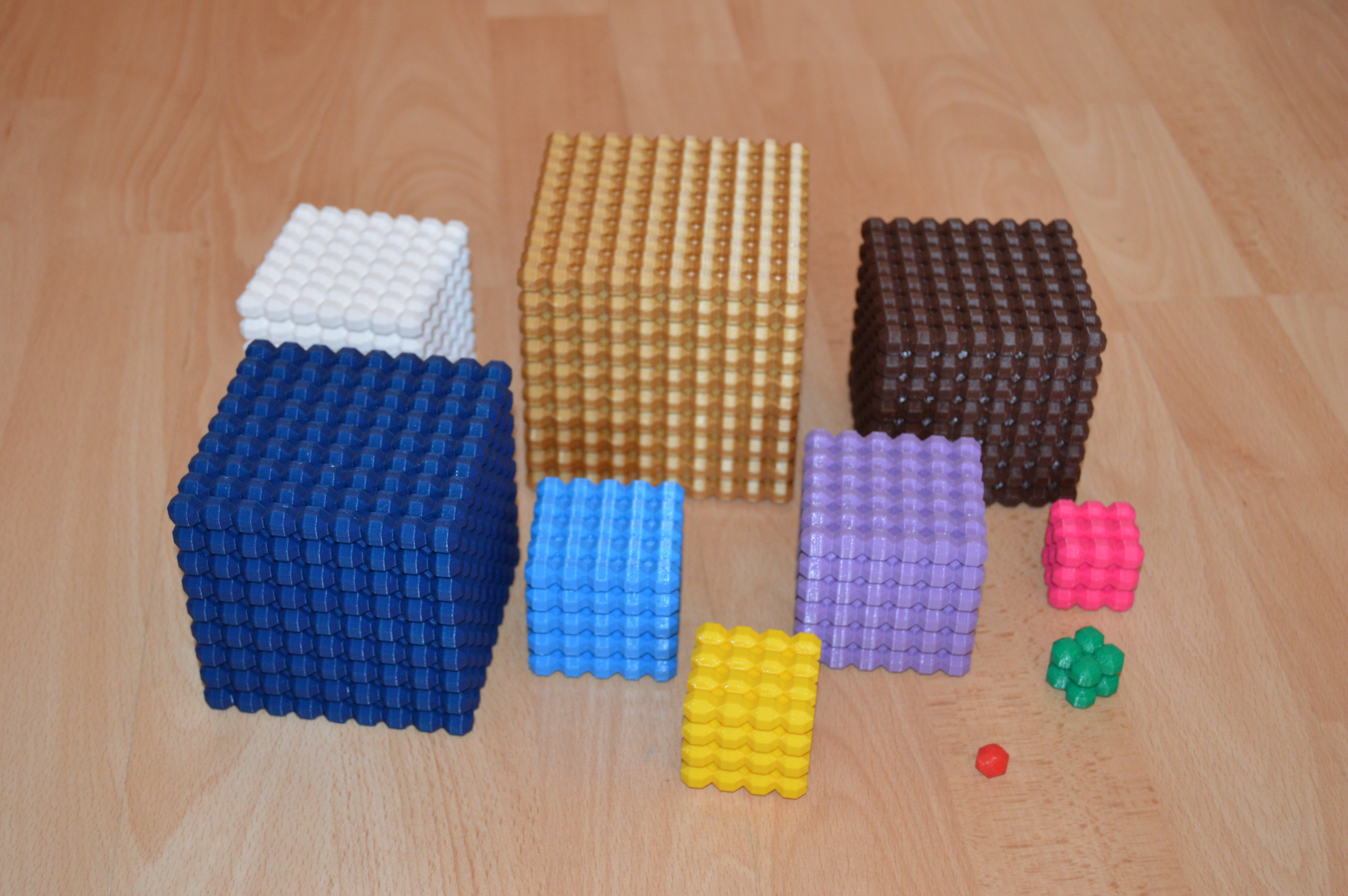 montessori bead cubes pearl math material education cube cubing 3D print model - Mito3D