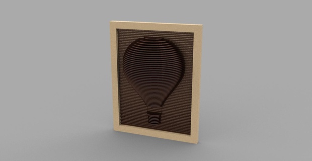 Montgolfier caliente aire globo imagen hogar casa Arte madera regalo amor joyería 3d print model - Mito3D