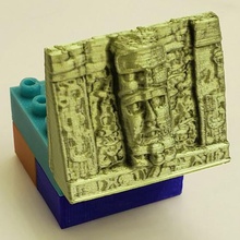 montini Maya-Maske linken Seite lego kompatibel Spiel Bau-Spielzeug Maya-Tempel Maya Maske lego-kompatibel carving Bausteine briques Steine bouwstenen block Kunst 3d print model - Mito3D