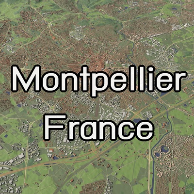 montpellier francia città urbano carta geografica mare baia europa nazione strada terreno montagna collina edificio viaggio fiume 3d print model - Mito3D