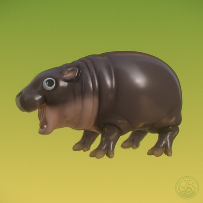 mugir deng bebé pigmeo hipopótamo animal ánimo 3d print model - Mito3D