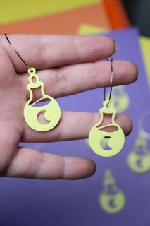 moon boat earrings glass witchy pending pendant jewelry esoteric potion 3d print model - Mito3D