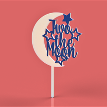 moon cake topper happy birthday two young tothemoon wish desert celebrating celebrate 3dprinted 3d print model - Mito3D