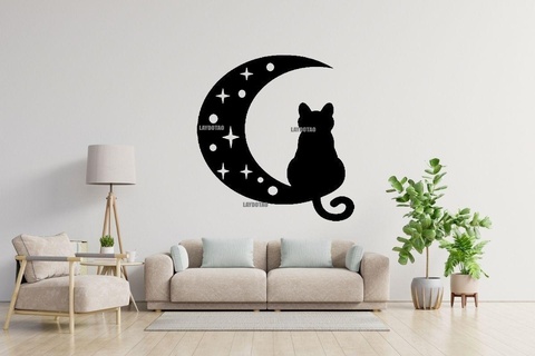Luna gatto pianeti deco casa vegano animale decorazione tavolo parete 3d print model - Mito3D