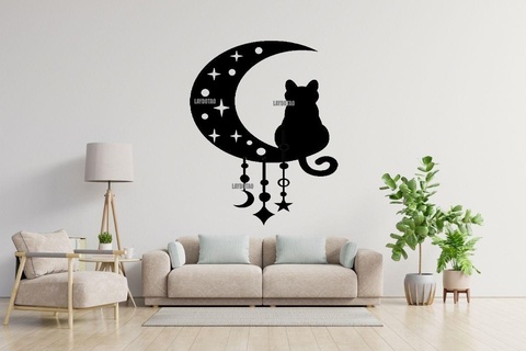 lune chat planètes déco Accueil maison vegan animal décoration table mur 3d print model - Mito3D