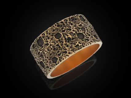 Luna cráteres anillo 12 mm joyería joya impresión 3dprinted imprimible anillos diseño dorado oro prototipos plata Boda motociclista ennegrecimiento textura 3d print model - Mito3D