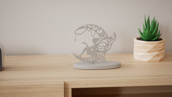 Luna niña escritorio decoración 3d print model - Mito3D