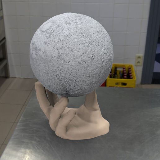 ay Lamba ayakta durmak el temel para litofania mano Sanat Luna litofanias gezegen taş ocağı 3D print model - Mito3D