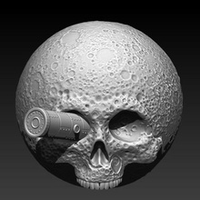 moon skull art rocket 3d print model - Mito3D