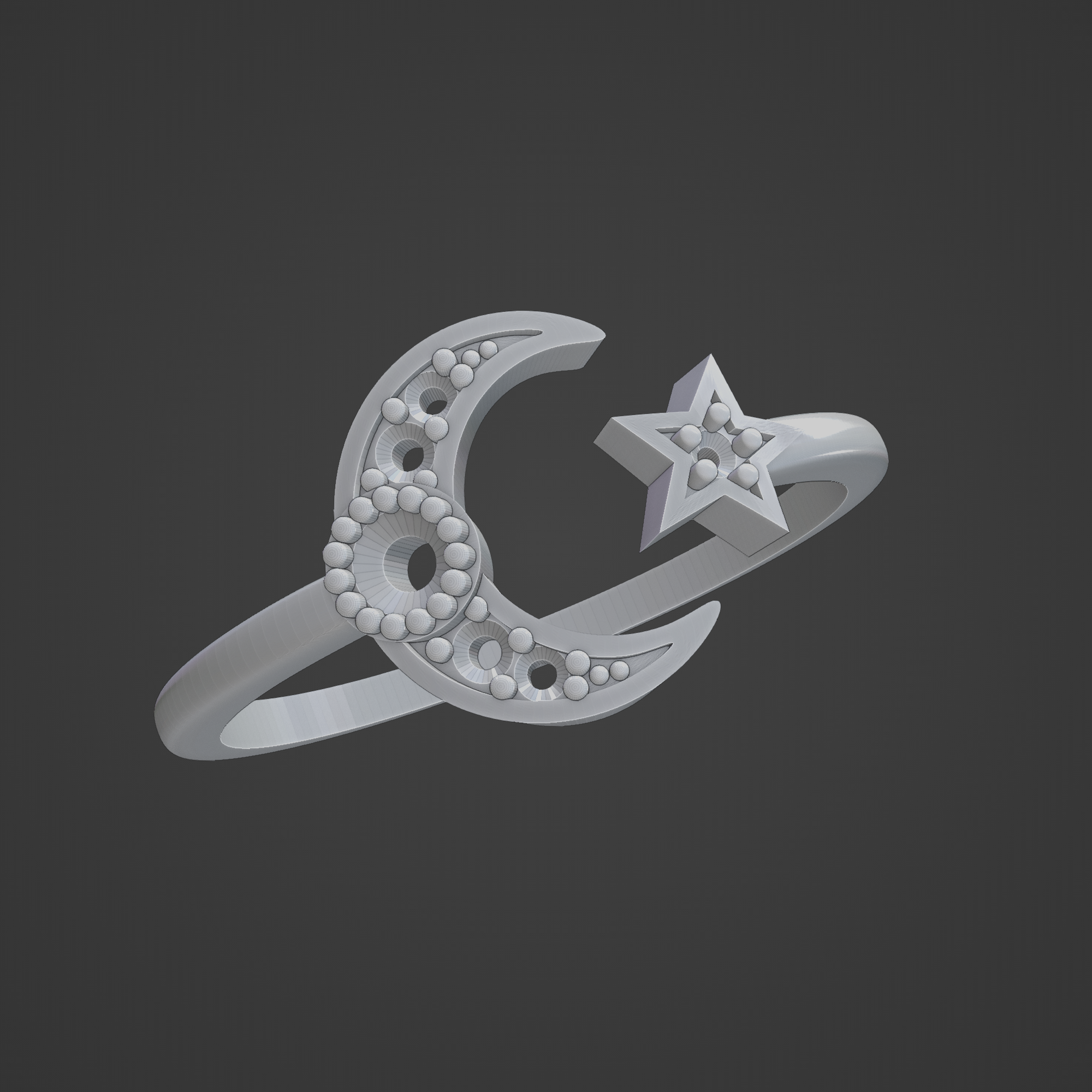 Mond Star Schmuck 3d Herz drucken Kult Ringe 3D print model - Mito3D