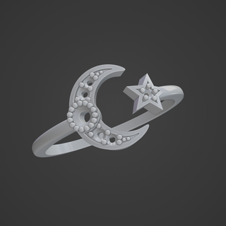 Luna estrella joyería joya 3d corazón impresión culto anillos 3d print model - Mito3D