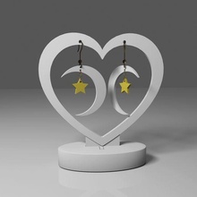 moon star earrings earring astronomy cosmic symbol sky jewelry simple elegant modern women gift girl beauty 3d print model - Mito3D