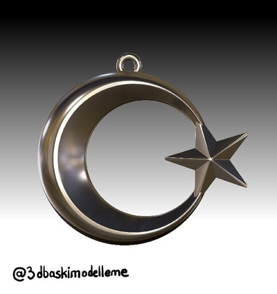 moon star necklace - ay yildiz kolye ayy ld z 3d print model - Mito3D