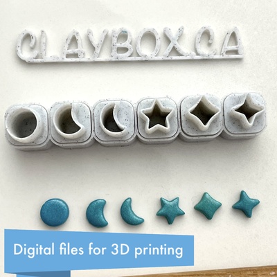 moon stars micro cutter set - three sizes art polymer clay cutters small 3d print model - Mito3D