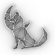 lune Loup géométrique décoration décor 2d intérieur conception art intello porte clés emblème pendentif logo accessoire animal 3d print model - Mito3D