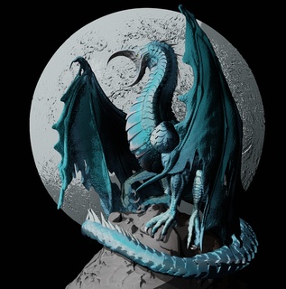 moonface Drago Luna Luna viso Drago mitico creatura lunare 3d Stampa 3d modello Drago fantasia scultura mostro Drago scultura orrore resina Stampa miscelatore figurina 3d print model - Mito3D