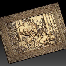 moose attaquer 3 fouilles scène de chasse la nature cnc art frame 3d print model - Mito3D