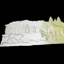 moose wolf fight cnc art 3d print model - Mito3D