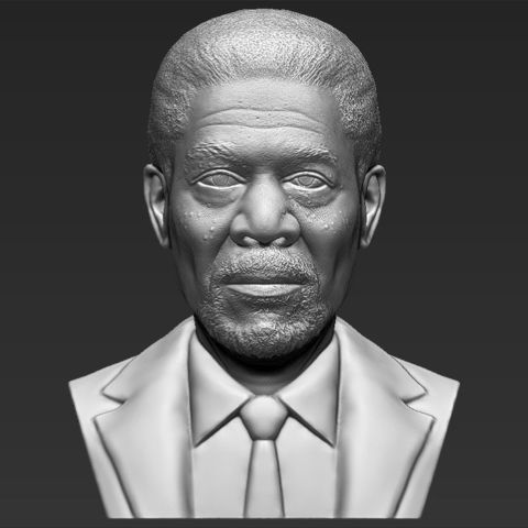 morgan freeman busto de impressão 3d pronto stl obj a arte al pacino niro dicaprio pitt jolie estátua figurine miniatura escultura celebridade oscar ator 3D print model - Mito3D