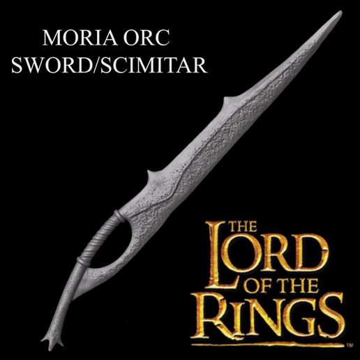 moria orc sword scimitar - lord rings lordoftherings thelordoftherings lotr sauron nazgul middleeath goblin medieval actionfigure toy battle vintage weapon accesory 3D print model - Mito3D