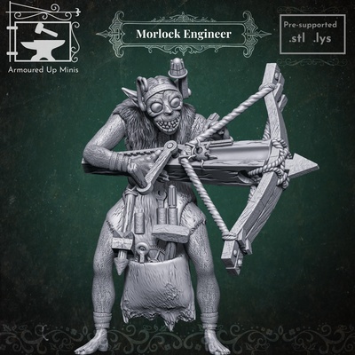 morlock ingeniero juego 28mm 32mm mazmorras dragones d pionero pf2e miniatura aventuras camino paizo hd 4k 8k resina bestiario monstruo núcleo agosto 2024 abominación bóvedas 3d print model - Mito3D