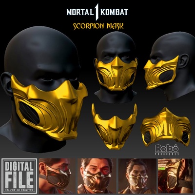 mortel kombat 1 scorpion masque 2023 sub zero mk1 ninja cosplay vidéo jeu hanzo hasashi shirai ryu noob saibot bi han mk11 xbox ps5 commutateur argent mk12 3d print model - Mito3D