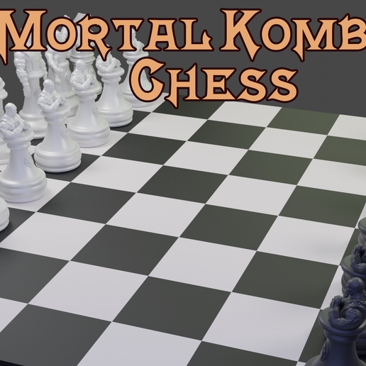 mortel kombat échecs évêque tour Roi Chevalier pion reine Jeu 3D print model - Mito3D