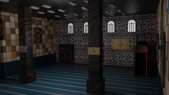 mosque interior yemen old islamic home arab carpet heritage worship architecture islam church arabic architectural cathedral 3d print model - Mito3D