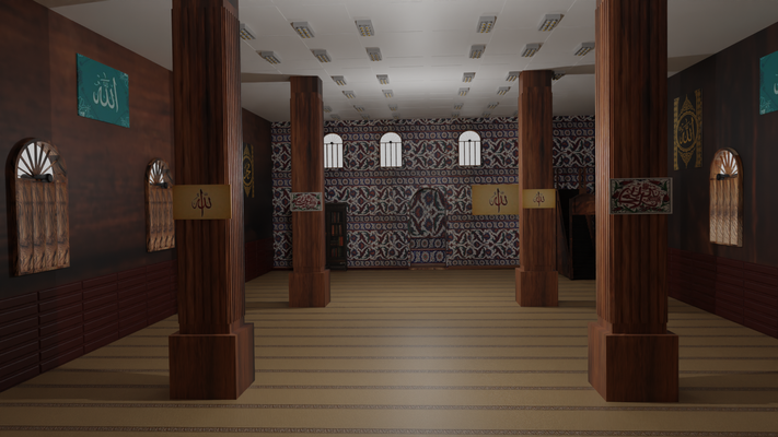 mesquita interior iémen velho islâmico casa árabe tapete herança adoração arquitetura islamismo igreja arquitetônico 3d print model - Mito3D