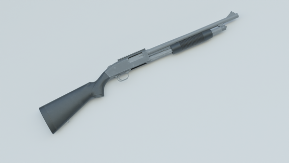 mossberg 500 shotgun shell gun fps lowpoly pbr military toy low poly math art 3d print model - Mito3D