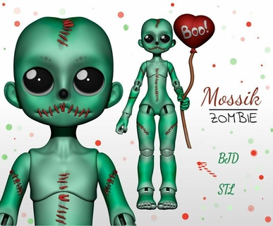 mossik zombe - stl 3d kit printed ball jointed doll base pla filament sla resin compatible files 3d print model - Mito3D