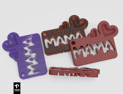 mother's day gift- lovely key chain Jewelry mama mom gift easy to print mother love hearts 3d print model - Mito3D