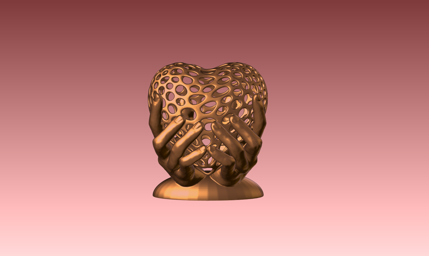 madre día regalo corazón voronoi mano palmas amor 3D print model - Mito3D