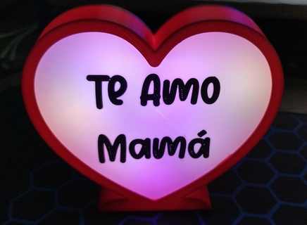 mother's day led lamp Art mothers mother heart love amo 3d print model - Mito3D