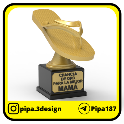 mother's day trophy - chancla slippers mom gold mother mothers prize cute flip flop eyeta chinela flip-flop slip 3d print model - Mito3D