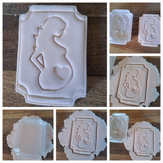 mother-to-be plaque cookie cutter stamp mother's day cutters clay mother pregnant mom 3d print model - Mito3D