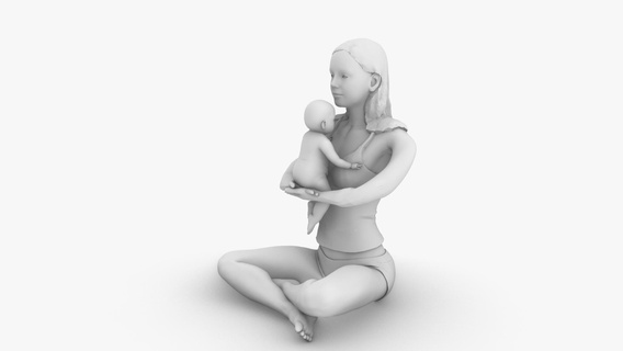 mãe bebê arquitetura brincar maquete miniatura estatueta humano posando personagem imprimível diorama figura 3dprint arquitetônico modelo terrário jardim mulher 3d print model - Mito3D