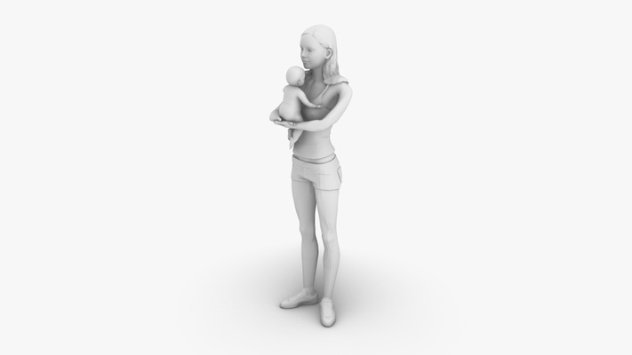 mother baby mockup maquette miniature figurine human posing character printable people diorama figure 3dprint architectural architecture model terrarium son woman miniatures 3d print model - Mito3D