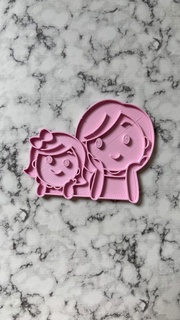 mother daughter cutter stamp - mothers day cutte cookie cookies fondant bakery icyng cutters cortantesmama mother's mom 3d print model - Mito3D