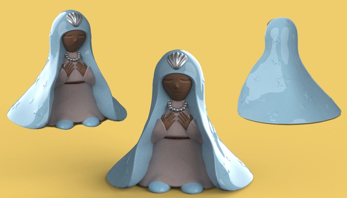 anne of denizler anahtarlık iemanj sanat umbanda samimi orixás din maneviyat mar kraliçe f ruhçu 3d print model - Mito3D