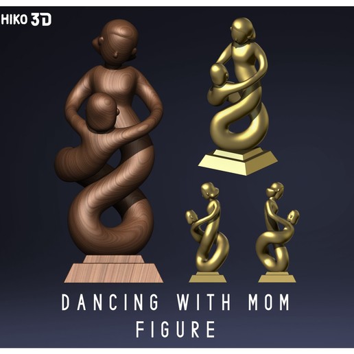 mère fils de danse figure la fête des mères art maman diadelamadre fille statuette statue sculpture cadeau 3dprint modèle femme jeune enfant famille l'amour symbole d'amour abstraite miniature les hug grand-mère 3D print model - Mito3D